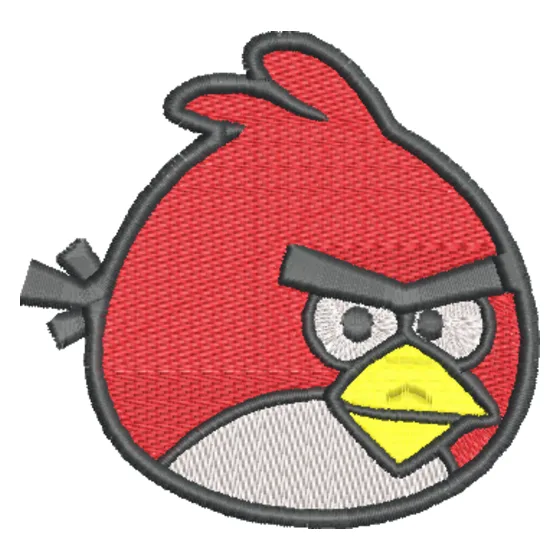 Depois: o passarinho vermelho de Angry Birds convertido em matriz de bordado, com os pontos à vista
