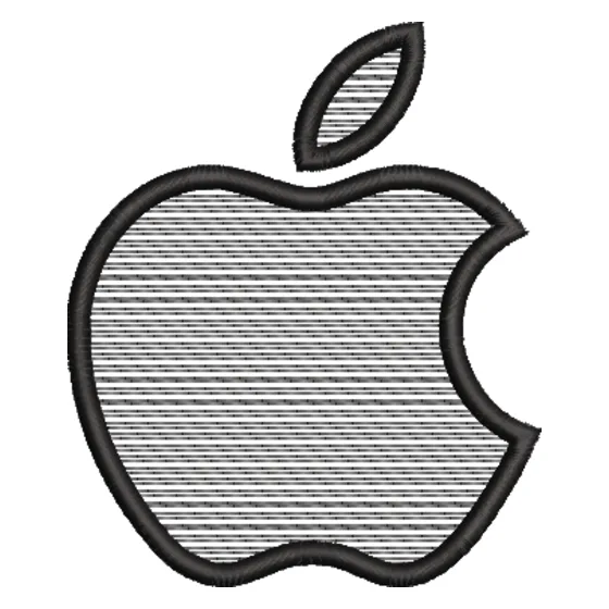 Depois: o símbolo da Apple convertido em matriz de bordado, com os pontos à vista