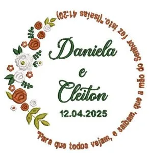 Matriz de Bordado- Moldura para PORTA ALIANÇA FLORES E VERSÍCULO