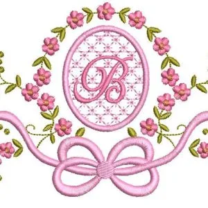 Matriz de Bordado- Moldura Floral com Laço