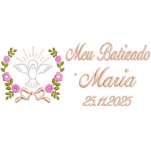 Matriz de Bordado Meu Batizado Floral