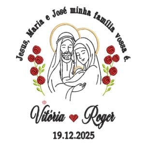 Matriz de Bordado- Moldura para Porta Aliança Sagrada Família