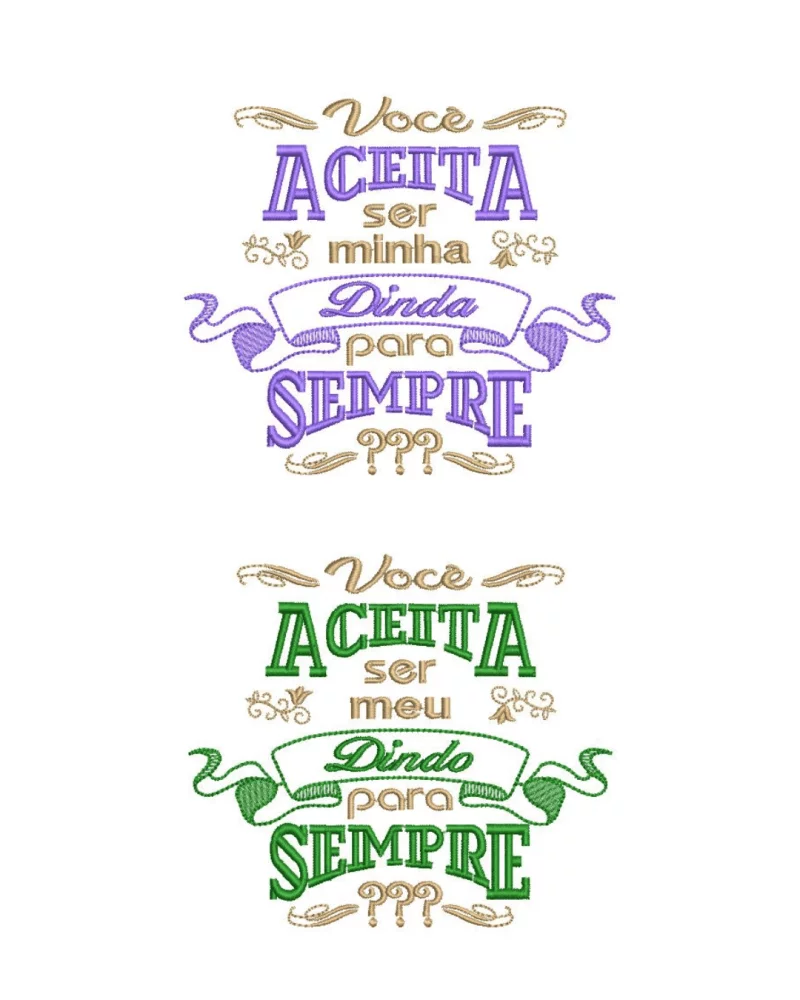 Matriz de Bordado Dindo e Dinda Convite