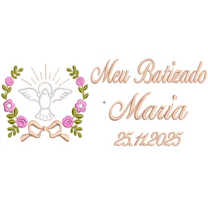 Matriz de Bordado Meu Batizado Floral