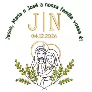 Matriz de Bordado Moldura para Porta Alianças Sagrada Família