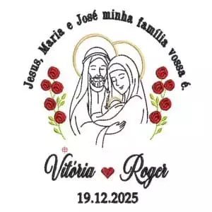 Matriz de Bordado- Moldura para Porta Aliança Sagrada Família